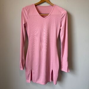 Rooscier pink ribbed mini dress